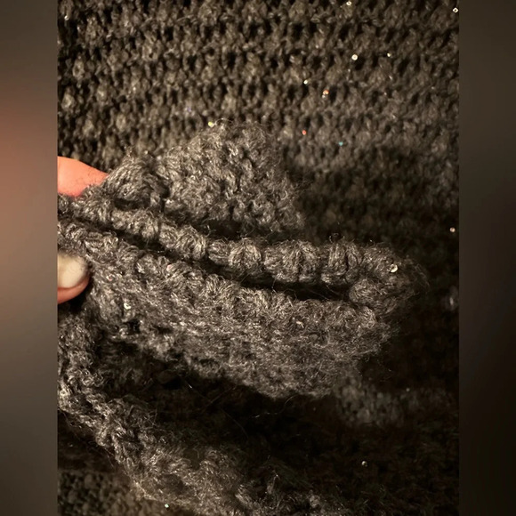 ELSAMANDA Anthropologie ITALIAN Gray Popcorn Knit WOOL ALPACA SM Sparkle Sequin - Picture 7 of 11